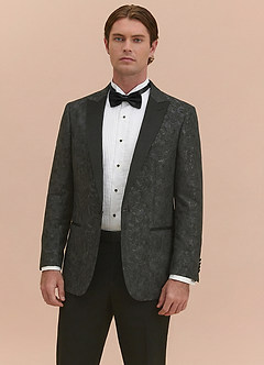 front Joseph Black Formal Jacquard Peak Lapel Tuxedo Jacket
