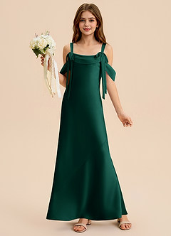 Azazie Bellalina Junior Vestido de Esmeralda de Satén Elástico de Corte Sirena con Plisado image1