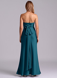 Azazie Ailanie Brudtärnklänningar Klä av Tubklänning i Stretch Satin Axelbandslös Bläckblå image6