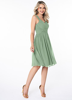 Azazie Angie Bridesmaid Dresses Matcha A-Line Corset Chiffon Dress image4