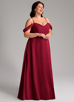 Azazie Marley Bridesmaid Dresses Burgundy A-Line Off the Shoulder Chiffon Convertible Dress image15