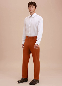 front Ethan Orange Brûlée Pantalon habillé en tissu raffiné