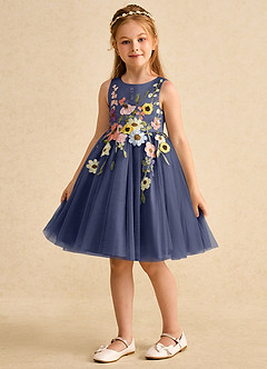 Azazie Prima Flower Girl Dresses Stormy A-Line Bow Tulle Dress image5