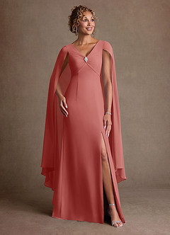 Azazie Boudica Mother of the Bride Dresses Antique Rose A-Line Pleated Chiffon Dress image3
