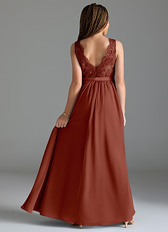 Azazie Elly Junior Auburn A-Line Lace Chiffon Dress image2