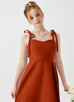 Azazie Rosey Junior Vestido de Pimenton de Crepé elástico de Corte en A con Escote de Corazón image7