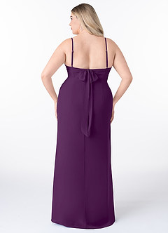 Azazie Mai Bridesmaid Dresses Grape Sheath Pleated Chiffon Dress image8
