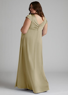 Azazie Allessia Maternity Bridesmaid Dresses A-Line Pleated Stretch Satin Floor-Length Dress image9