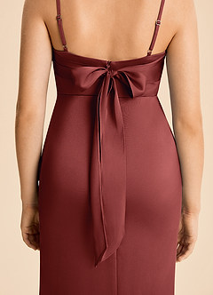Azazie Mia Junior Terracotta Mermaid Pleated Stretch Satin Dress image6