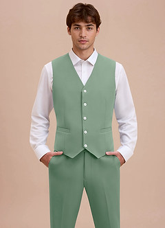front Ethan Matcha Refined Weave Performance Suit Vest