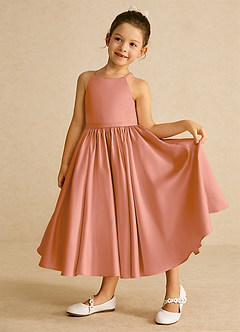 Azazie Sunray Flower Girl Dresses MAI TAI A-Line Spaghetti Strap Matte Satin Dress image3