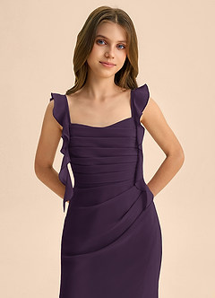 Azazie Jessamine Junior Plum Mermaid Sweetheart Neckline Chiffon Dress image7