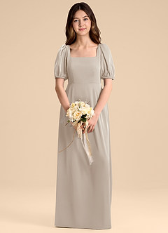 Azazie Briar Junior Frost A-Line Bow Stretch Satin Dress image1