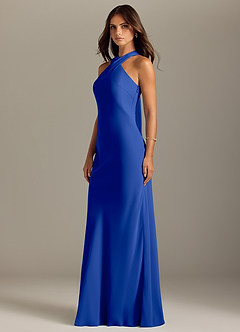 Azazie Doretta Bridesmaid Dresses Royal Blue Mermaid Pleated Chiffon Dress image4
