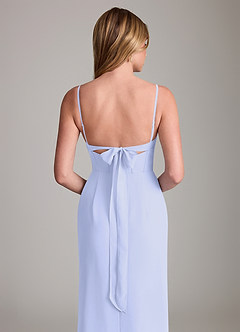 Azazie Mai Vestidos de damas de honor Vestido de Lavanda de Gasa de Corte Recto con Plisado image6