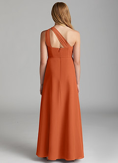 Azazie Maive Junior Agave A-Line Pleated Chiffon Dress image3