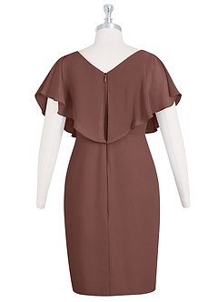 Azazie Julia Mother of the Bride Dresses Espresso Sheath V-Neck Pleated Chiffon Dress image7