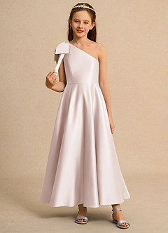 Azazie Guppy Junior Formal Flower Girl Klänningar Klä A-Line i Matt satäng Ena axeln image3