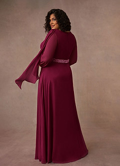 Azazie Priyanka Abiti per la Madre della Sposa Abito A-Line in Chiffon Plissettato con Scollo a Barca Borgogna image6