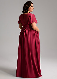 Azazie Verna Probar vestidos en casa Vestido de Corte En A Cuello en V fruncido Hasta el suelo Gasa image8
