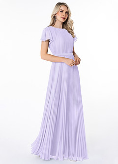 Azazie Kara Modest Bridesmaid Dresses A-Line Pleated Chiffon Floor-Length Dress image3