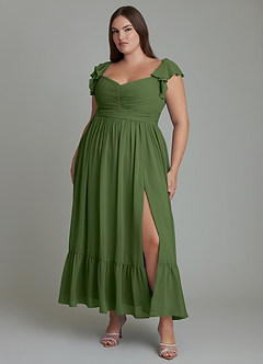 Azazie Anaya Bridesmaid Dresses Olive A-Line Sweetheart Neckline Chiffon Dress image8