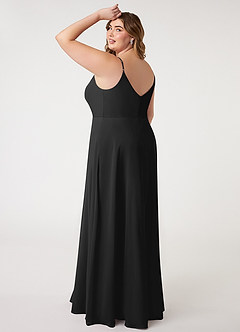 Azazie Daenerys Bridesmaid Dresses Black A-Line Cowl Chiffon Dress image4