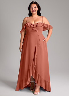 Azazie Lyra Bridesmaid Dresses Clay A-Line Chiffon Convertible Dress image16