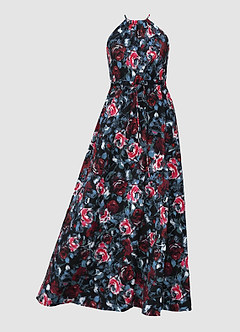 Watch Me Bloom Black Floral Print Halter Maxi Dress image7