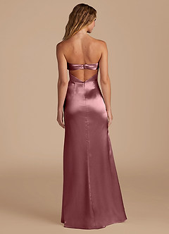 Azazie Leonis Bridesmaid Dresses Vintage Mauve Mermaid Pleated Metallic Satin Convertible Dress image6