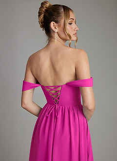 Azazie Caterina Bridesmaid Dresses Fuchsia A-Line Corset Chiffon Dress image7