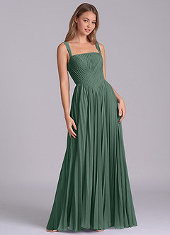 Azazie Mina Robes de demoiselle d'honneur Robe Trapèze en Mousseline de soie Plissée Mousse De Mer image5