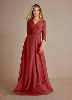 Azazie Mayfield Mother of the Bride Dresses Rust A-Line Pleated Chiffon Dress image5