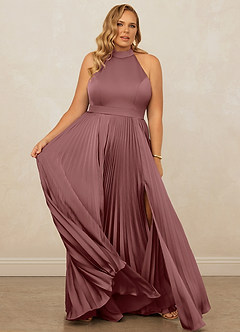 Christian Siriano Bridal for Azazie 1007 Bridesmaid Dresses Vintage Mauve A-Line Pleated Stretch Satin Dress image12