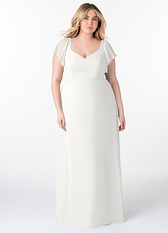 Azazie Syenna Bridesmaid Dresses White A-Line Ruched Chiffon Dress image6