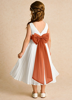 Azazie Margot Flower Girl Dresses Ivory Burnt Orange A-Line Pleated Chiffon Dress image5