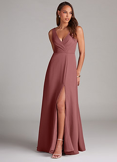 Azazie Nelly Bridesmaid Dresses Amethyst A-Line Pleated Chiffon Dress image1