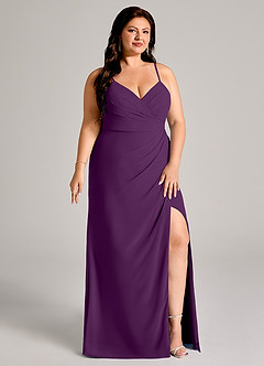 Azazie Maci Bridesmaid Dresses Grape Sheath Pleated Chiffon Dress image11