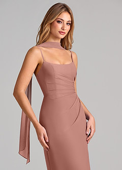 Azazie Calandra Bridesmaid Dresses Cedar Rose Sheath Pleated Chiffon Dress image6
