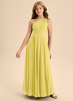 Azazie Charlize Junior Canary A-Line Pleated Chiffon Dress image3