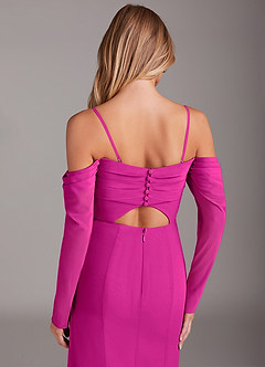 Azazie Hallie Bridesmaid Dresses Fuchsia Mermaid Long Sleeve Chiffon Dress image6