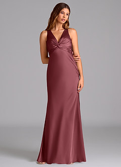Azazie Hati Bridesmaid Dresses Desert Rose Mermaid Stretch Satin Dress image3