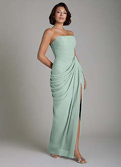 Azazie Nyra Robes de demoiselle d'honneur Robe Fourreau en Mousseline de soie Corset Agave image7