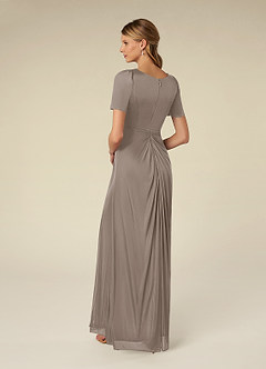 Azazie Bessie Kleider für die Brautmutter A-Linie Plissee Gittergewebe Kleid Taupe image5