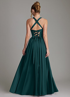 Azazie Francis Bridesmaid Dresses Pine A-Line Corset Stretch Satin Dress image2