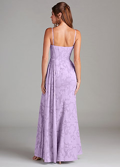 Azazie Denisa Bridesmaid Dresses Lilac Sheath Pleated Floral Burnout Dress image2