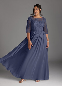 Azazie Mirielle vestidos de madre de la novia Vestido de Tormenta de Gasa de Corte En A con Encaje Scoop image7
