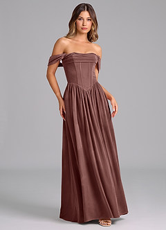 Azazie Hattie Bridesmaid Dresses Espresso A-Line Ruched Velvet Dress image5