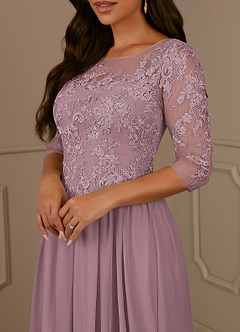Azazie Harriet Mother of the Bride Dresses Dusty Rose A-Line Scoop lace Mesh Dress image5