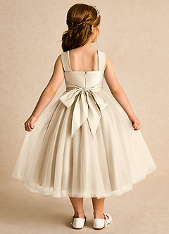 Azazie Dovey Robe Demoiselle D'honneur Fillette Robe Princesse en Tulle Arc Champagne image3